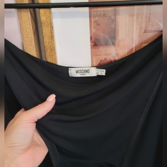 MOSCHINO DESIGNER TURTLENECK OPEN BACK SEMI SHEER DRESS - Picture 11 of 12